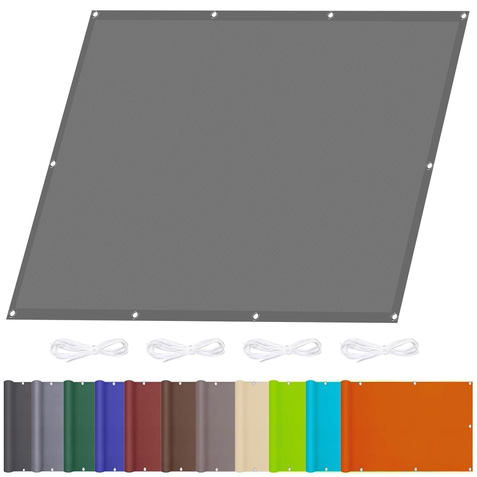 Voile d'ombrage de qualité supérieure en PES imperméable 4x4m anti-UV gris clair