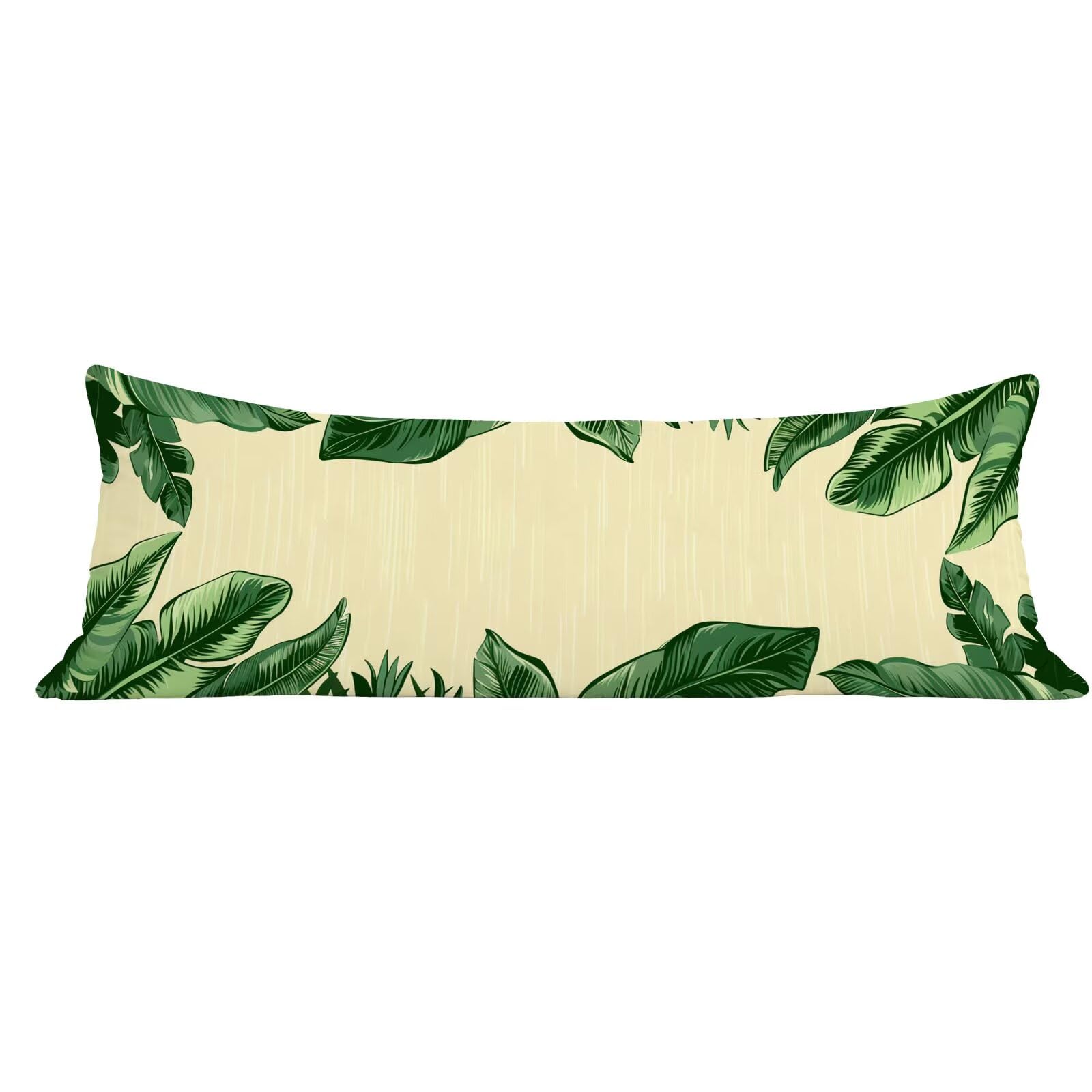 Funda de Almohada 60 x 180 cm Verde Protector Almohada 180 cm con Cremallera Invisible, Lino Durable y Transpirable Pillow Case Moderno Impresión a Doble Cara para Cama, Sofá y Dormitorio dg-587