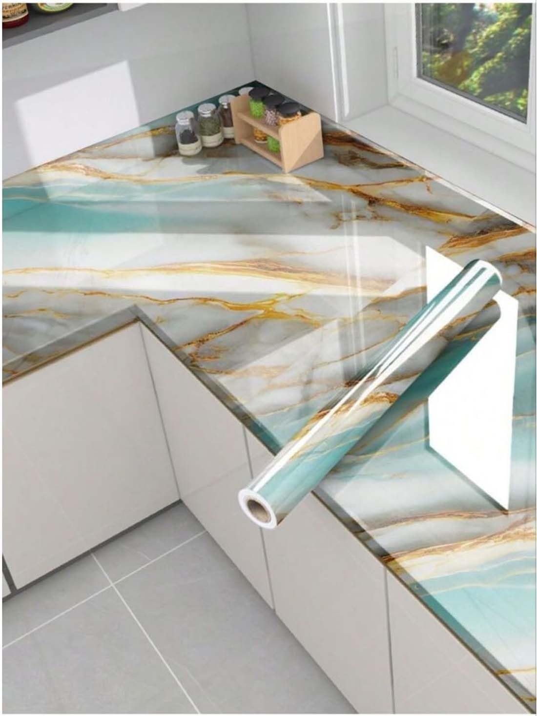 Buy Swara enterprise Kitchen Oil Proof Foil Stickers,Kitchen Backsplash