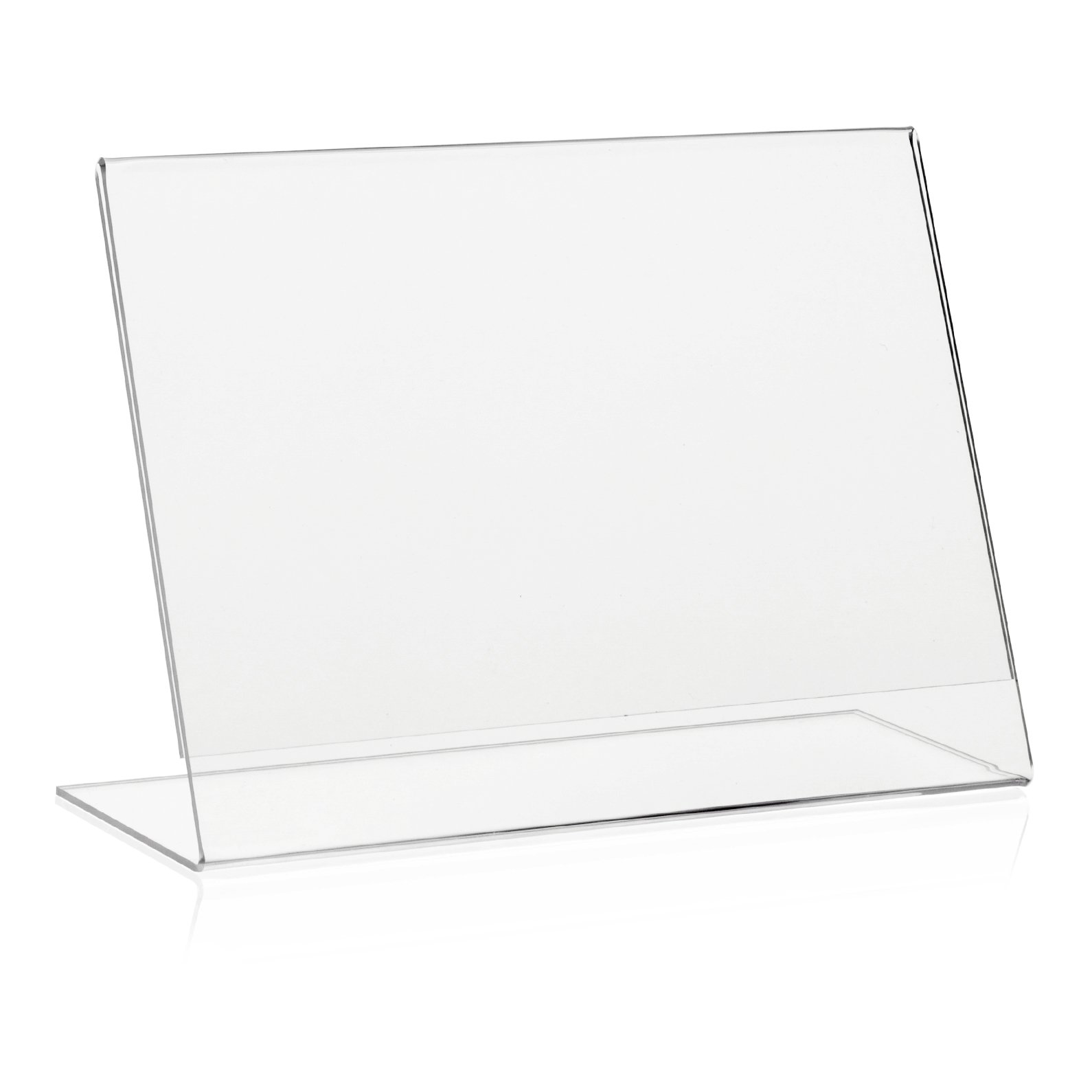 5 Stück VITAdisplays DIN A5 Tischaufsteller, Werbeaufsteller, L-Ständer, L-Aufsteller im Querformat, Tischaufsteller aus original PLEXIGLAS