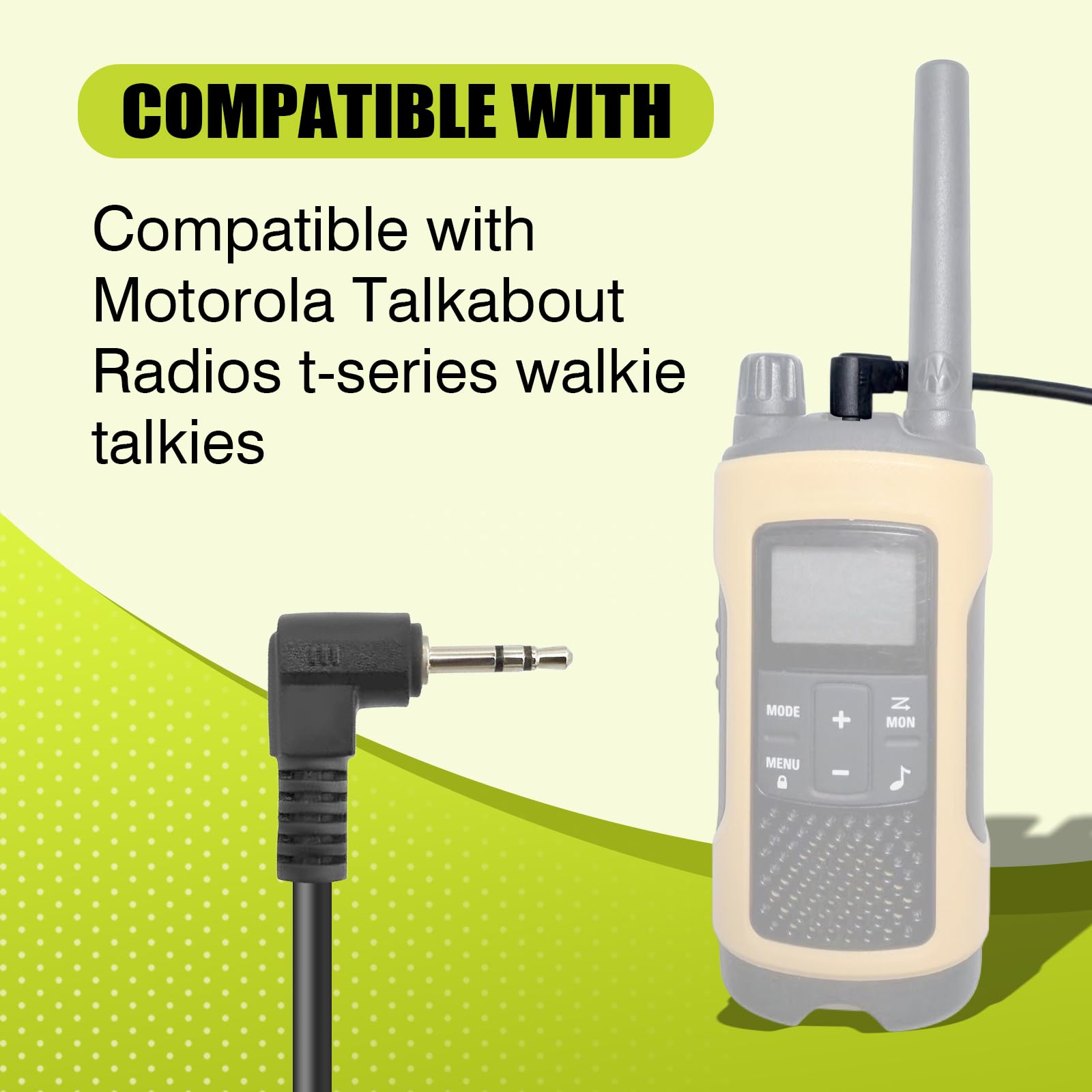 Micrófono de hombro de 1 pin de 2,5 mm, micrófono de solapa para Motorola Talkabout Radio Extreme t475 t470 Series t600 t605 t800 472 Walkie Talkies (IP65 impermeable) (verde)