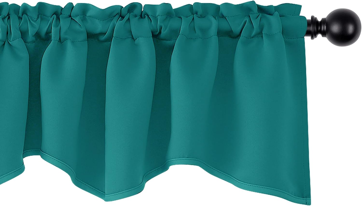 Deconovo Blackout Valances for Windows, Short Kitchen Valance, Rod Pocket Valance Curtains for Bathroom (52x18 Inch, Turquoise, 1 Panel)