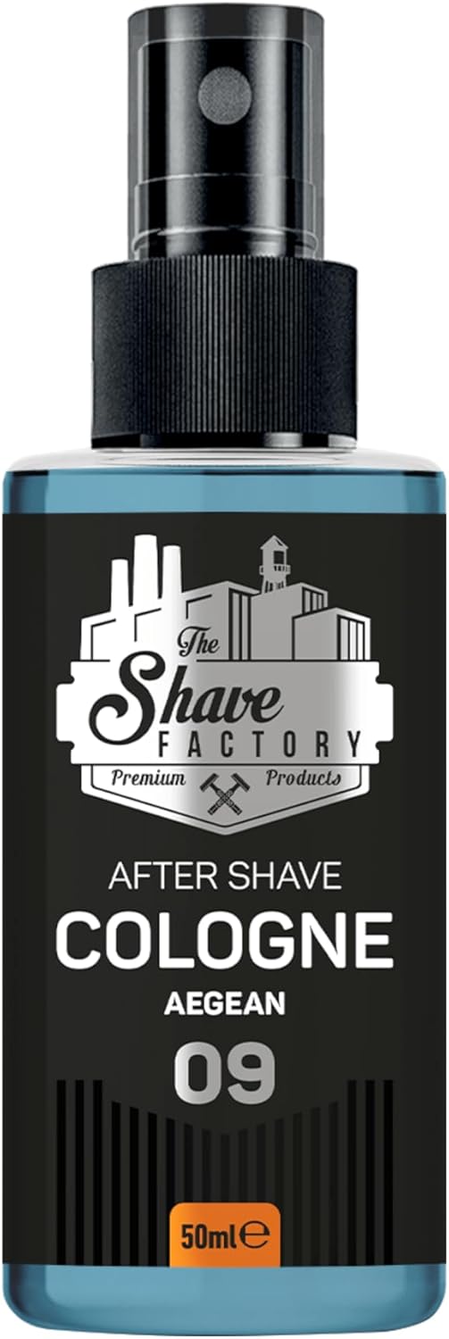 The Shave Factory Aftershave Cologne voor Mannen – Aegean 50ml – Knapperige, Verfrissende en Warme Geur – Rijke Mix van Citrus- en Houtgeur – Kalmeert Irritatie, Verfrist de Huid The Shave Factory Aftershave Cologne voor Mannen – Aegean 50ml – Knapperige, Verfrissende en Warme Geur – Rijke Mix van Citrus- en Houtgeur – Kalmeert Irritatie, Verfrist de Huid