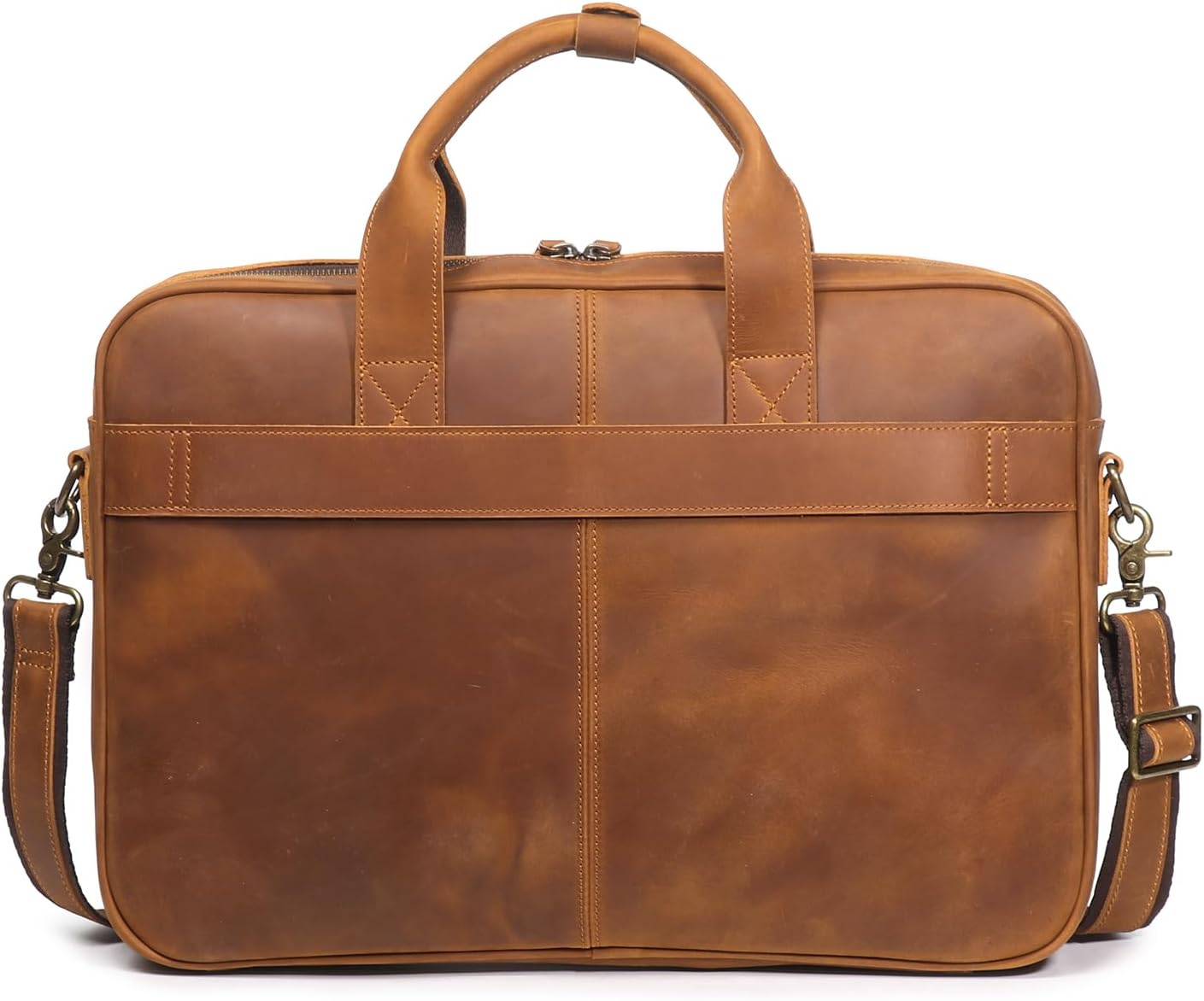 Leather Briefcase for Men 17Inch Laptop Messenger Bags Business Travel Handcrafted Laptop Bag with YKK Zipper Gift - Image 2