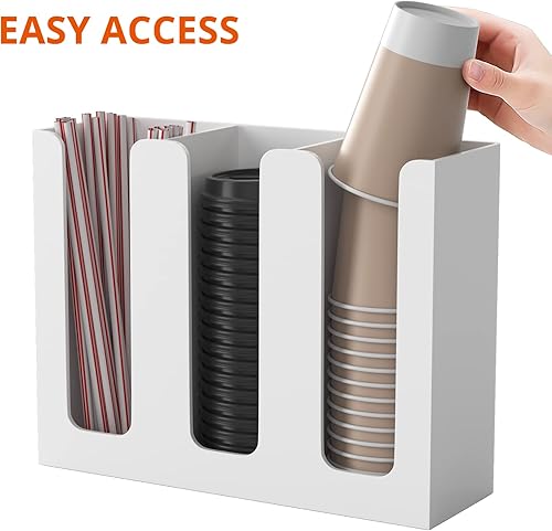 Miniatura 10 de Richboom Soporte organizador de almacenamiento acrílico para taza de café y tapa, 2 compartimentos, transparente