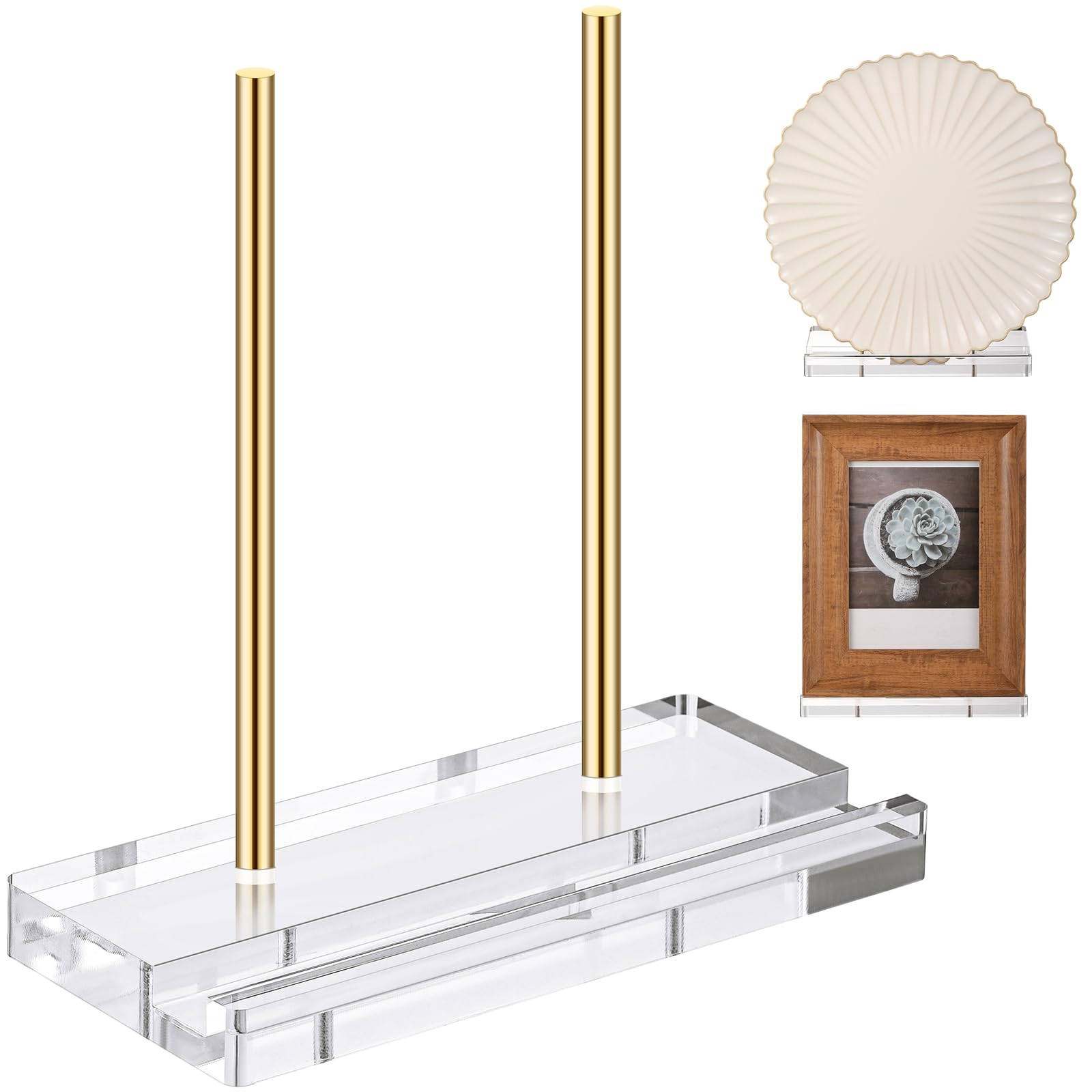 CroBlissful Acrylic Display Stand 8 x 3.5 x 8 Inch Gold Easel Holder