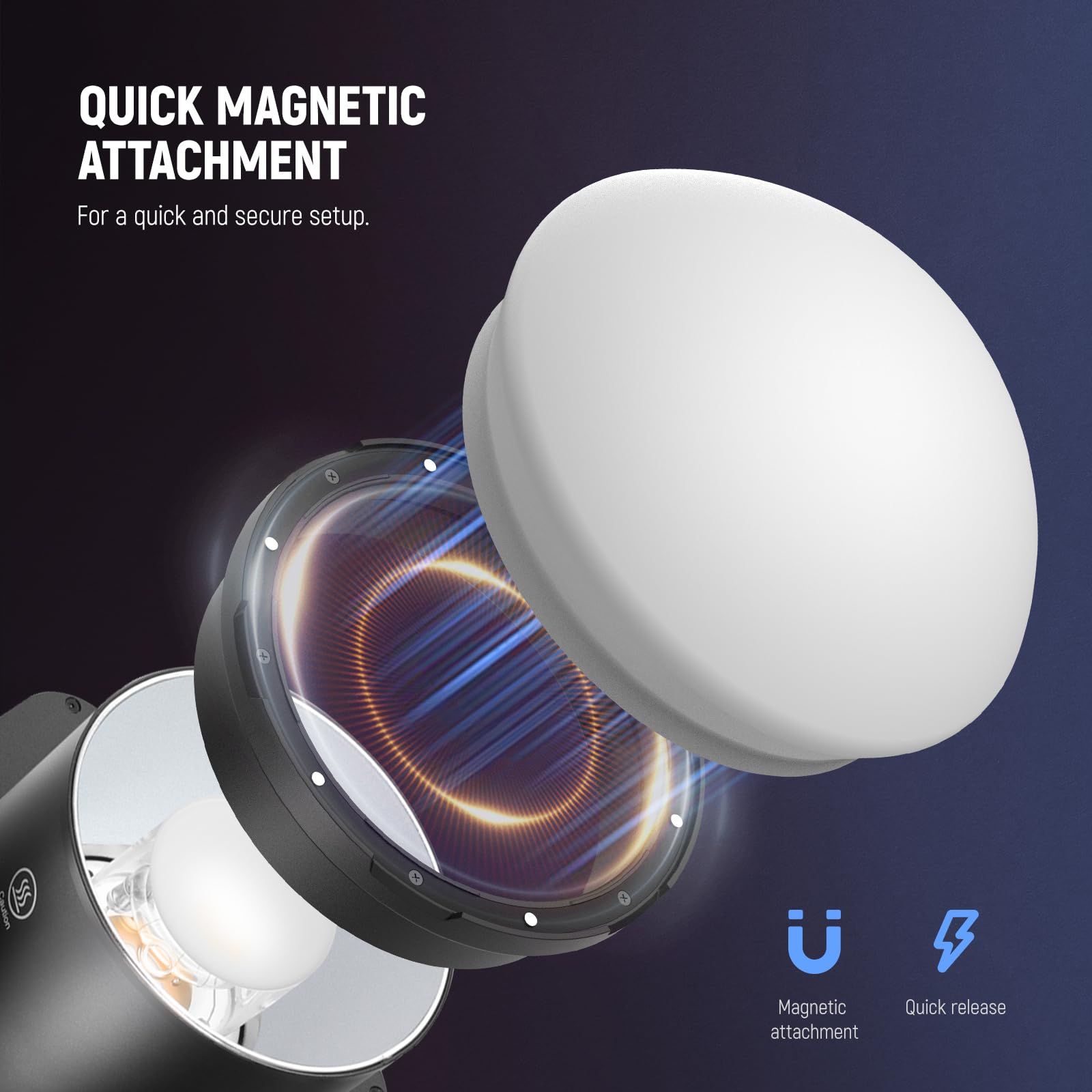 NEEWER Diffuseur en Silicone avec Anneau Adaptateur Magnétique pour Flash Q4&Q6 pour Extérieur, Speedlite Modificateur de Lumière pour Portraits, Photographie Produit, Mariage, Commercial, CRS10