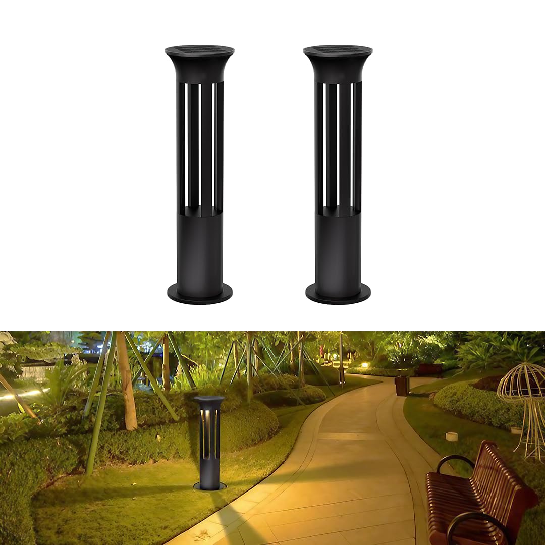 hardoll Aluminium Solar Outdoor Round Bollard Led Garden Lights For Waterproof Exterior Pathway Lamp Decoration (Pack Of 2-Warm White,Height=60 Cm)-Battery Replaceable (B0D3HXTYFY) Amazon Price History, Amazon Price Tracker