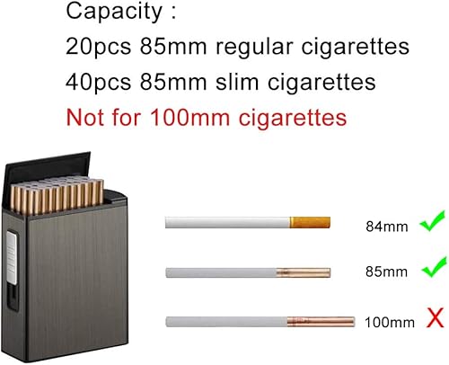 Miniatura 5 de Caja de cigarrillos para cigarrillos de paquete completo, 20 unidades, estuche de expulsión automática con encendedor de arco doble, recargable por