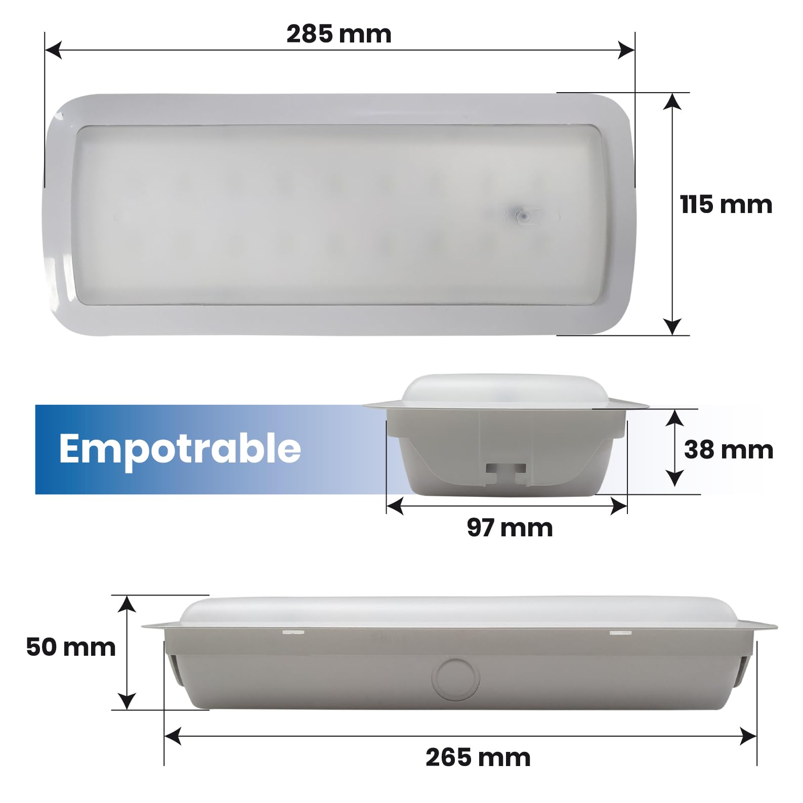 5 Luci Emergenza LED ATOMANT - Incasso/soffitto, IP65, 8W, 450 Lumen, 2h Autonomia