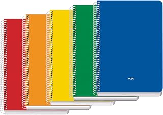 Dohe - Cuadernos A5 (5 uds.) - Tamaño 15x21 cm, 5 Colores: Azul, Rojo, Naranja, Amarillo y Verde, 80 Hojas Cuadriculadas (...
