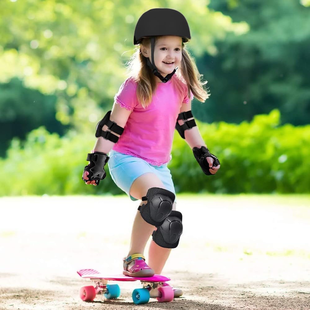 Set di Casco Protezione Bambini, 7 in 1 Set di Casco Regolabile Gomitiere Polso Ginocchiere per Skateboard, Bicicletta, Pattinaggio, Monopattino