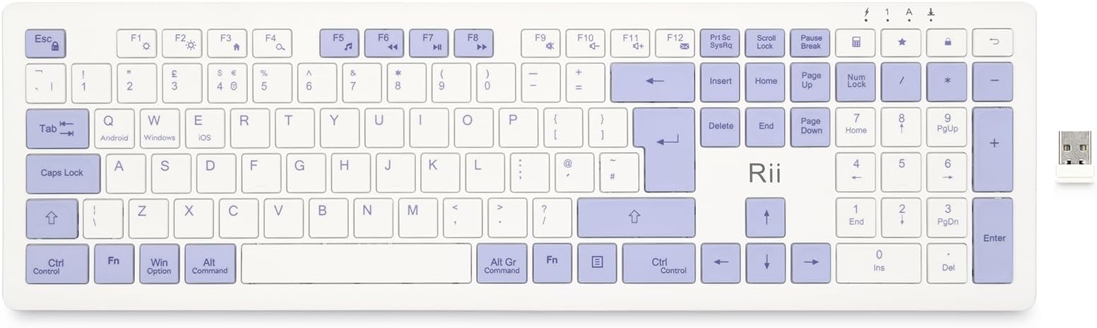 Rii Wireless Keyboard Rechargeable, Multi-Device Keyboard Low Profile ...