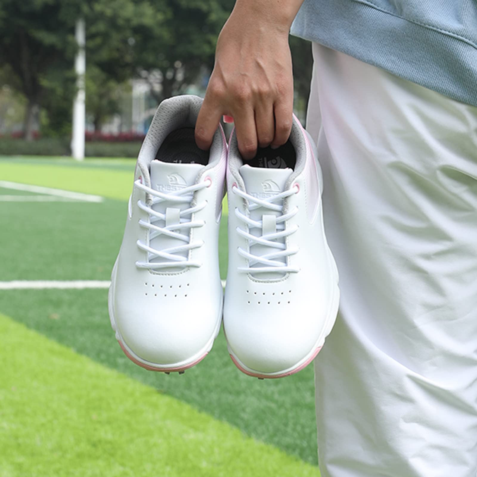 Femmes Chaussures Golf, Bottes Golf Super Stables avec Pointes, Chaussures De Course Légères Et Respirantes Classiques, Baskets De Sport De Golf à Lacets Imperméables Professionnelles