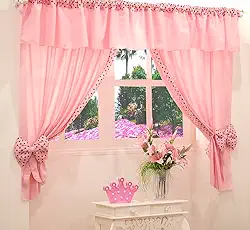 Cortina Bebê, Infantil e Juvenil Ursinha 2,20 m x 1,70 m para Varão Duplo 2,00 m com Bandô (Rosa)