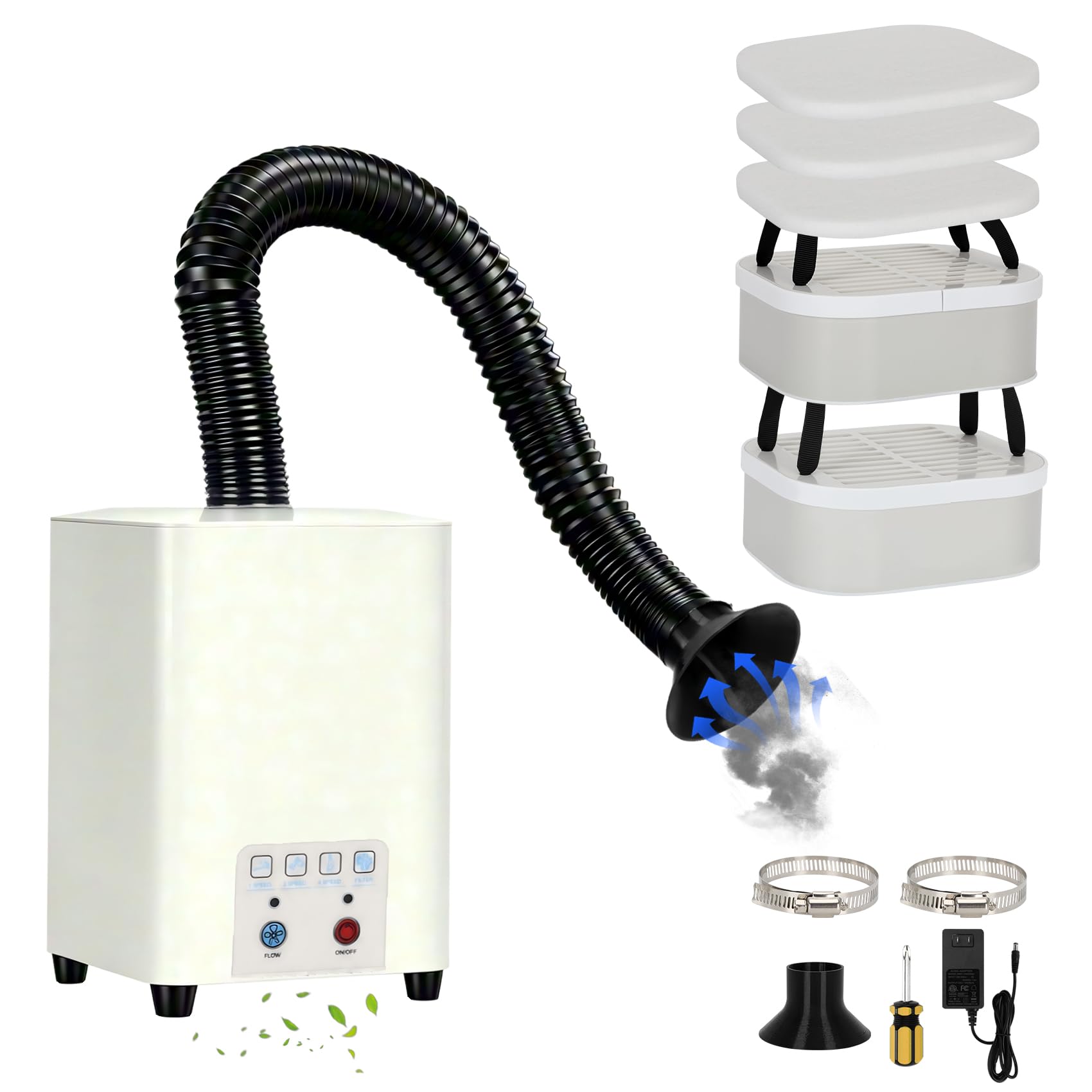 Extractor de humos de soldadura, 128-168 m³/h, limpiador de humo de filtración de 3 etapas