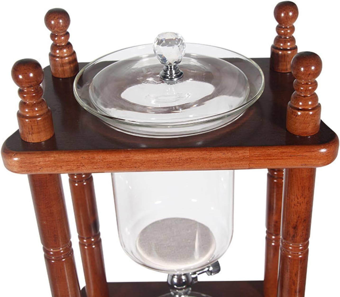 Cold Drip Coffee Maker for 5-8 Cups, Cold Brew Drip Tower, Iced Coffee Maker, with Dripper-Adjustable Water Flow, Glass Container and Vertical Wood Stand, Commercial Office Use