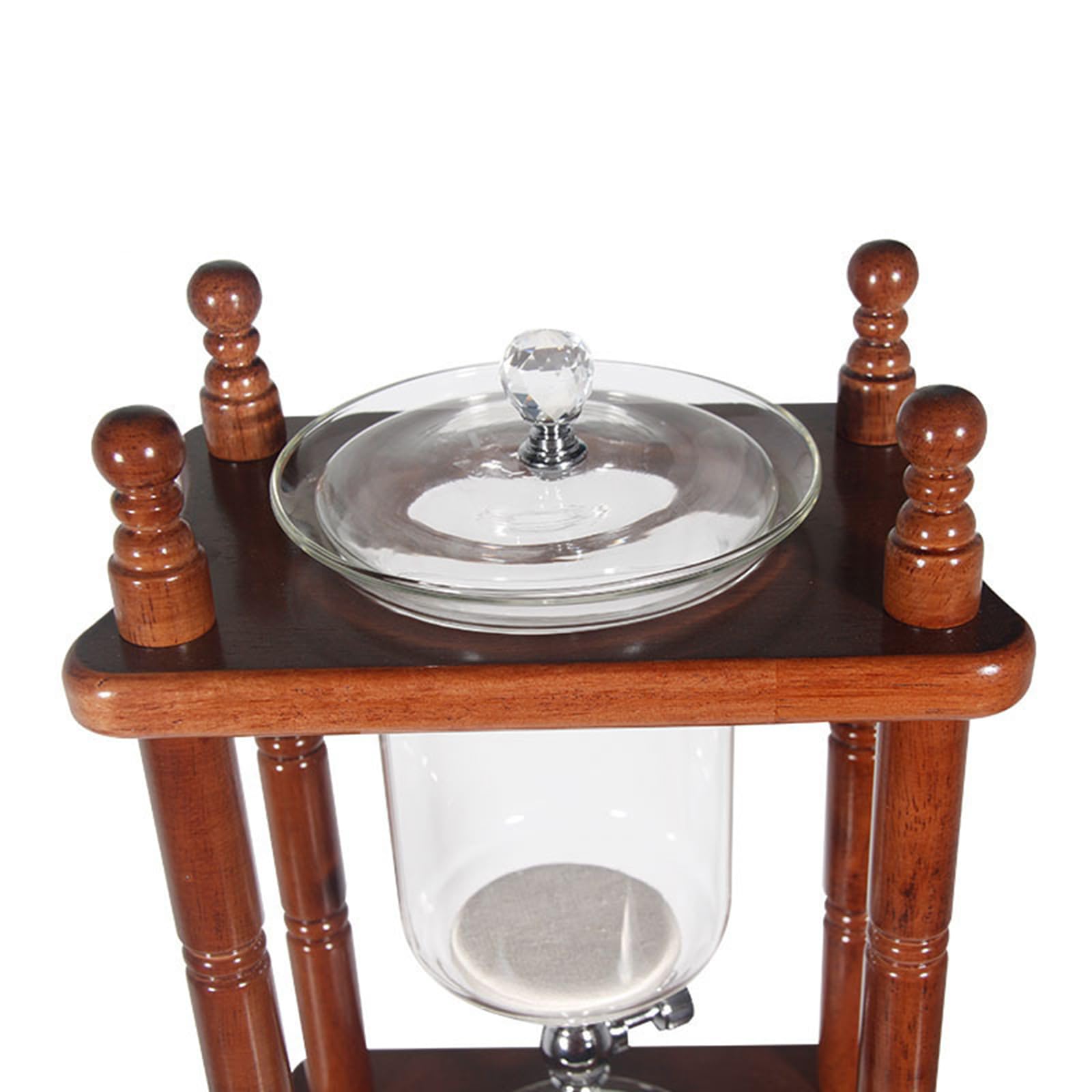 Cold Drip Coffee Maker for 5-8 Cups, Cold Brew Drip Tower, Iced Coffee Maker, with Dripper-Adjustable Water Flow, Glass Container and Vertical Wood Stand, Commercial Office Use