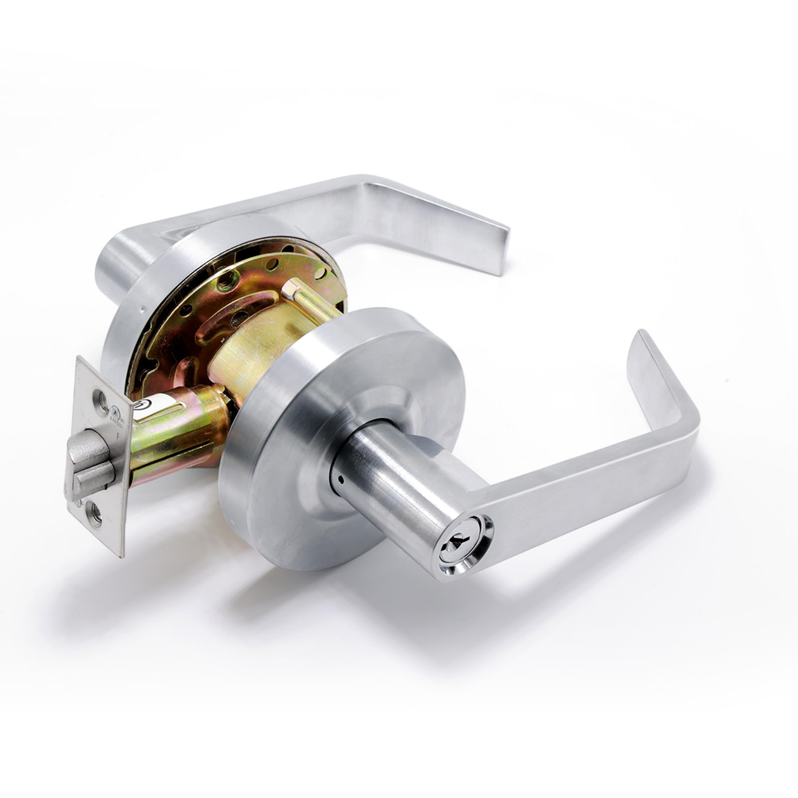 Photo 1 of [UL Listed] BSEED Keyed Entry Commercial Door Lever Lock, Heavy Duty Grade 2 Lever Handle, ADA Compliant, 3 Hour Fire Rated, Non-Handed, Satin Chrome Finish, 2-3/4" Backset for Office & Exterior Doors