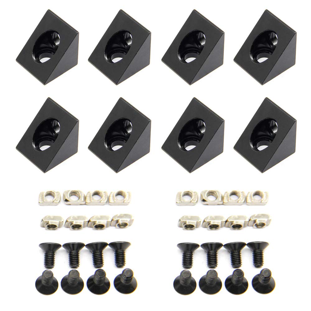 Befenybay Black 8Pcs Angle Sharp Corner Bracket Connector For 6Mm Slot Aluminum Extrusion Profile 2020 Series (Angle Corner-8Pcs)