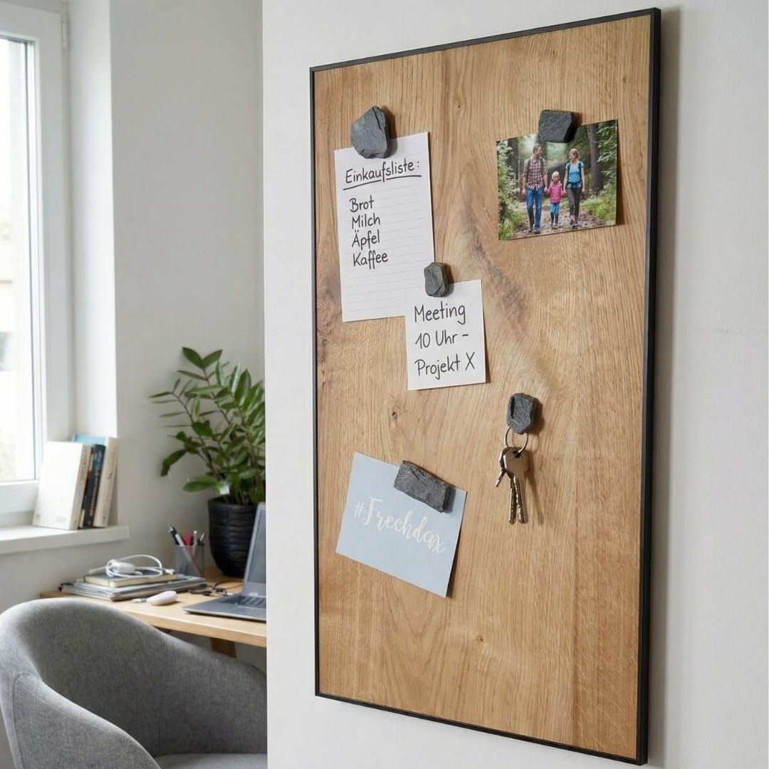 Magnettafel aus echtem Eichenholz (40 x 61 cm) – starke Magnetkraft & edles Design – Magnetboard für Küche, Büro, Flur – einfache Montage – verschiedene Größen