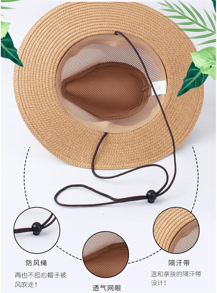 Big Brim Cowboy Hat Knitting Belt Flat Sunscreen Folding Men's Beach Leisure