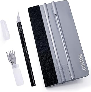 FOSHIO Felt Squeegee Craft Knife Window Tint Kit, 6 Inch Felt Edge Vinyl Scraper Exacto Knife with Extra 5 Pieces Blades, Vinyl Wrap Tool for Window Film, Wallpaper, DIY Craft, Graphic Decal