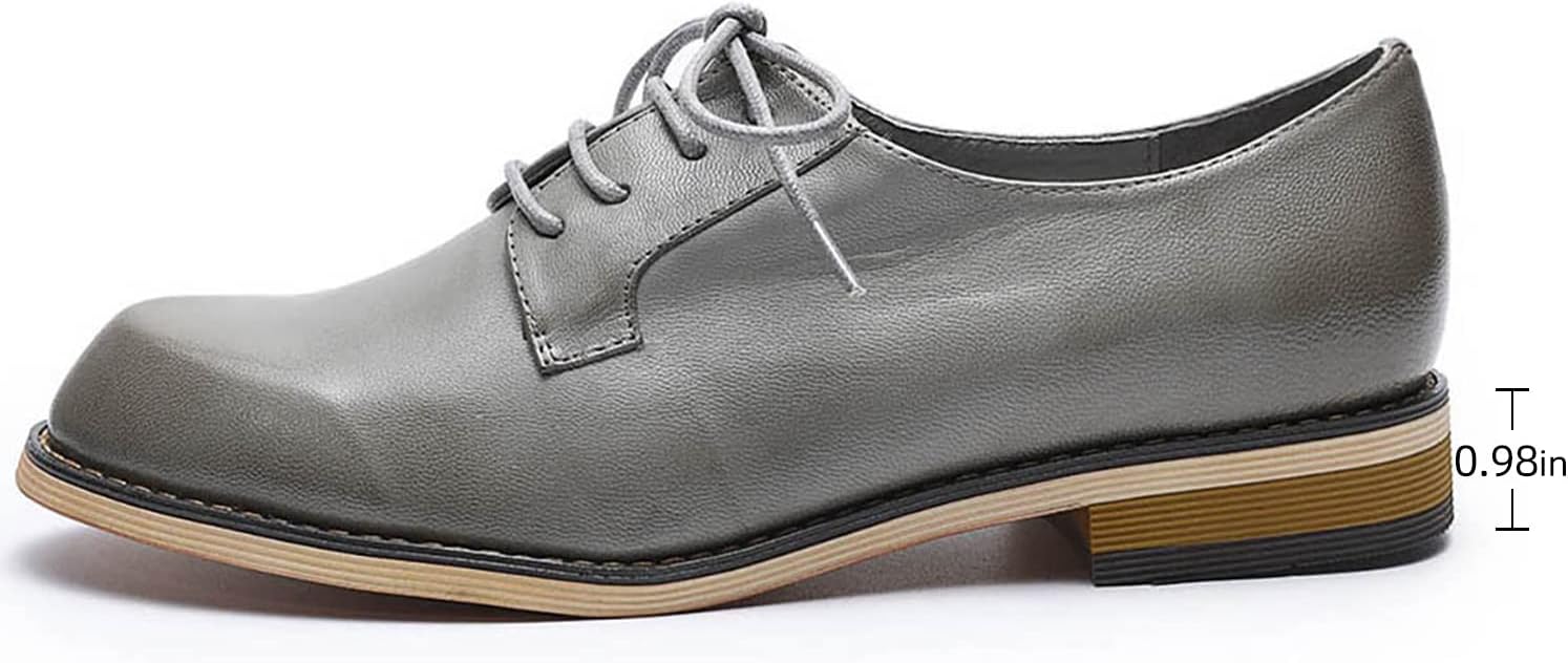 Mona flying Women's Handmade Dress Oxfords Derby Comfy Lace up Leather Shoes for Ladies