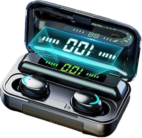 BMHOLU Auriculares inalámbricos con funda de carga grande, IPX7 impermeable, sonido estéreo de alta fidelidad, control táctil, perfectos para