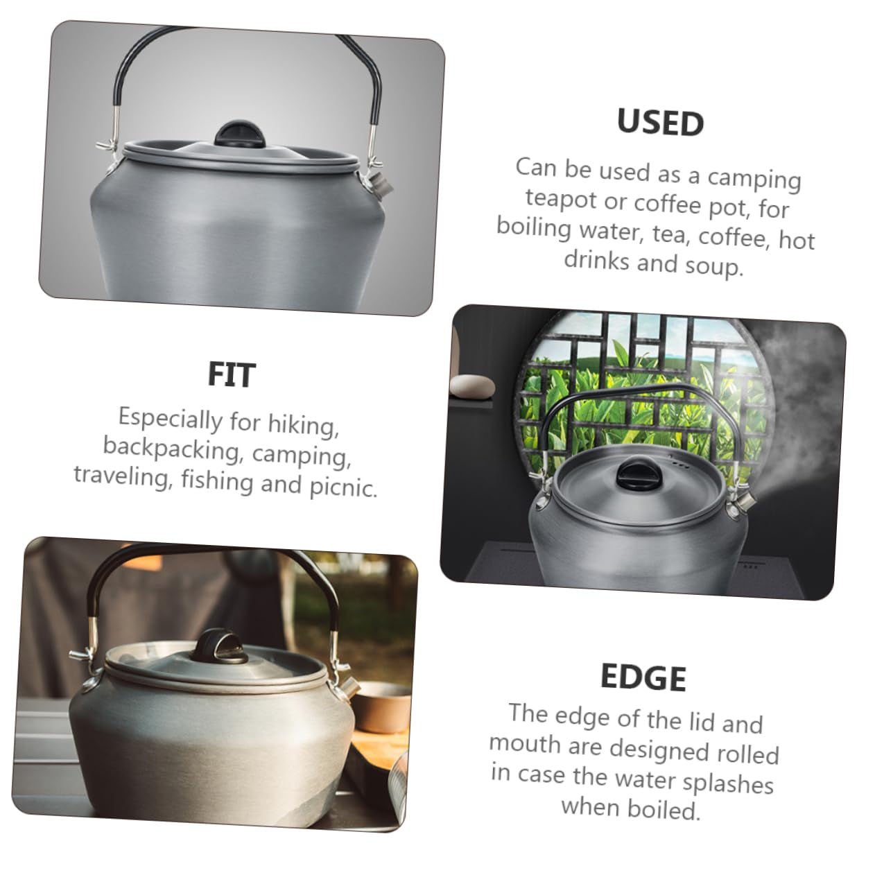 ifundom 1pc Outdoor Kettle Pot Lightweight Portable Boiling Teapot for Camping Hiking and Picnics for Hot Drinks Soups and Compact Design for Easy Carrying