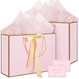 woric Pink Gift Bags with Handles, 14