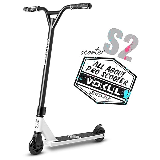 VOKUL Pro Stunt Scooter with Stable Performance - Best Entry Level Tricks Freestyle Pro Scooter for Age 6 Up Kids,Boys,Girls - CrMo4130 Chromoly Bar - Reinforced 20" L4.1 W Deck(Black)