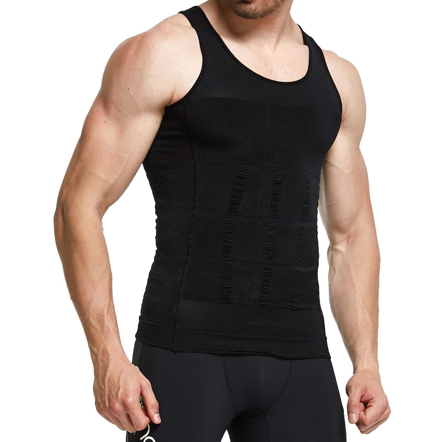 OLSIC Men Compression Shirt Slimming Body Shaper Vest Tummy Control Shapewear Abdomen Undershirt Gym Workout Tank Top