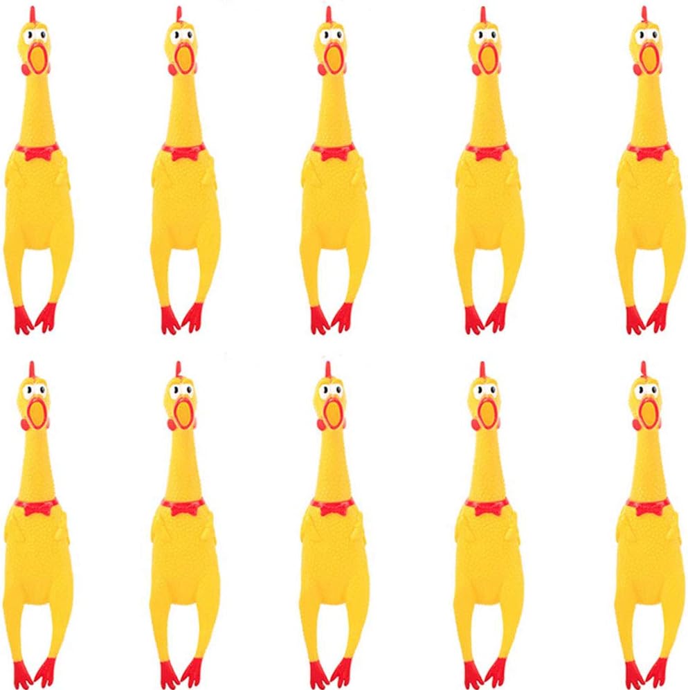 ZISUEX 10PCS Screaming Chicken Toy, Rubber Squaking Chicken Noisemakers Squawking Chicken Novelty Wacky Vent Toys for Kids Men Women Party Birthday Squeeze Chicken