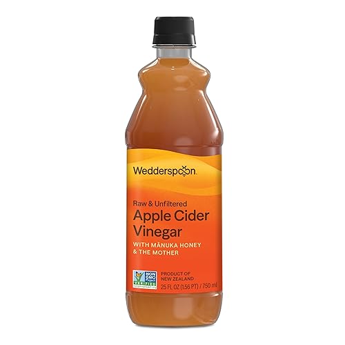Wedderspoon Vinagre de Sidra de Manzana con Miel Monofloral de Manuka y la Madre, 25 fl oz