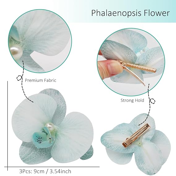 12 Pack Flower Clip for Women, Hawaiian Plumeria Hibiscus Hair Clips
