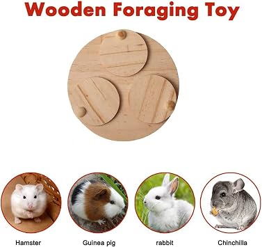 Pet Wooden Foraging Toys, Small Animal Interactive Puzzle Nose Plug Game Hidden Food Dispenser for Rats Hamsters Rabbits Chinchillas (Small Flap)