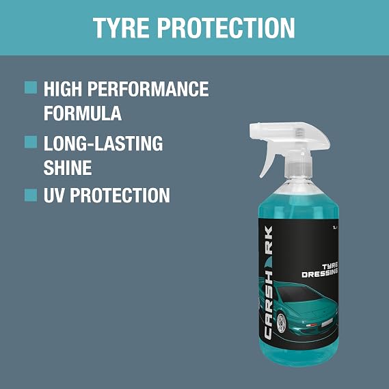 Tyre Dressing 1 Litre with 1 x Applicator Pad (Black), Deep Shine, UV Protection