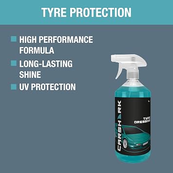 Tyre Dressing 1 Litre with 1 x Applicator Pad (Black), Deep Shine, UV Protection