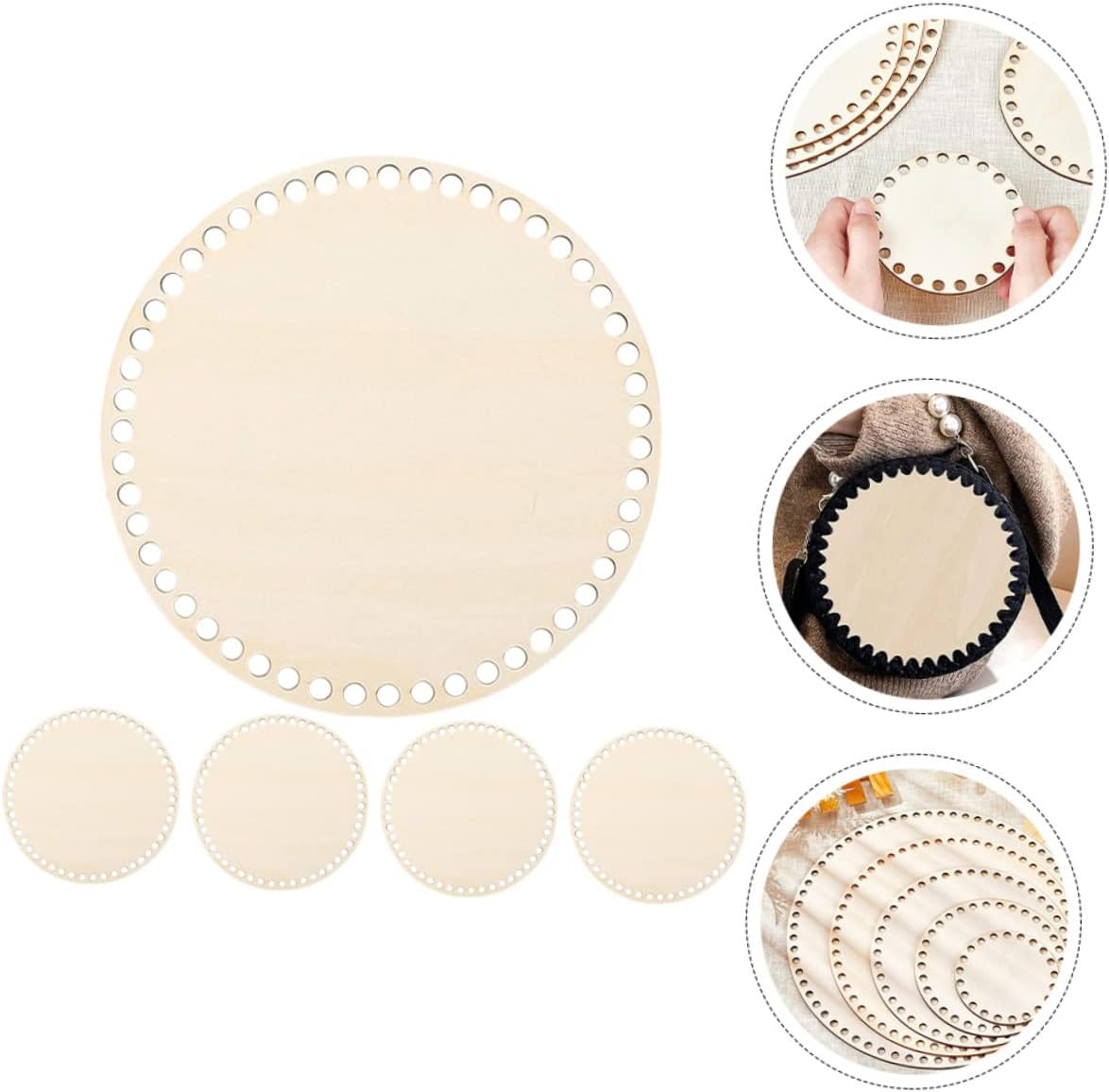 BELLIFFY 15pcs Wooden Crochet Bag Bottom Shaping Base for Knitting and Weaving Unfinished Wooden Craft Supplies with Holes