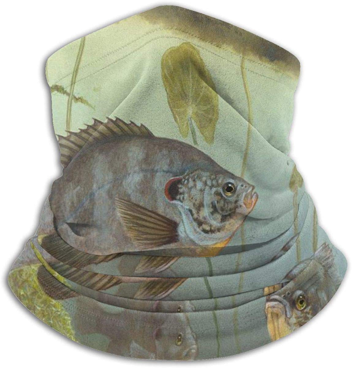Not applicable Lake House Rock Bass Perch Fish Linen Fleece Neck Warmer Men - Windproof Neck Gaiter Face Mask for Cold Weather - Face Scarf for Winter Outdoor Activities