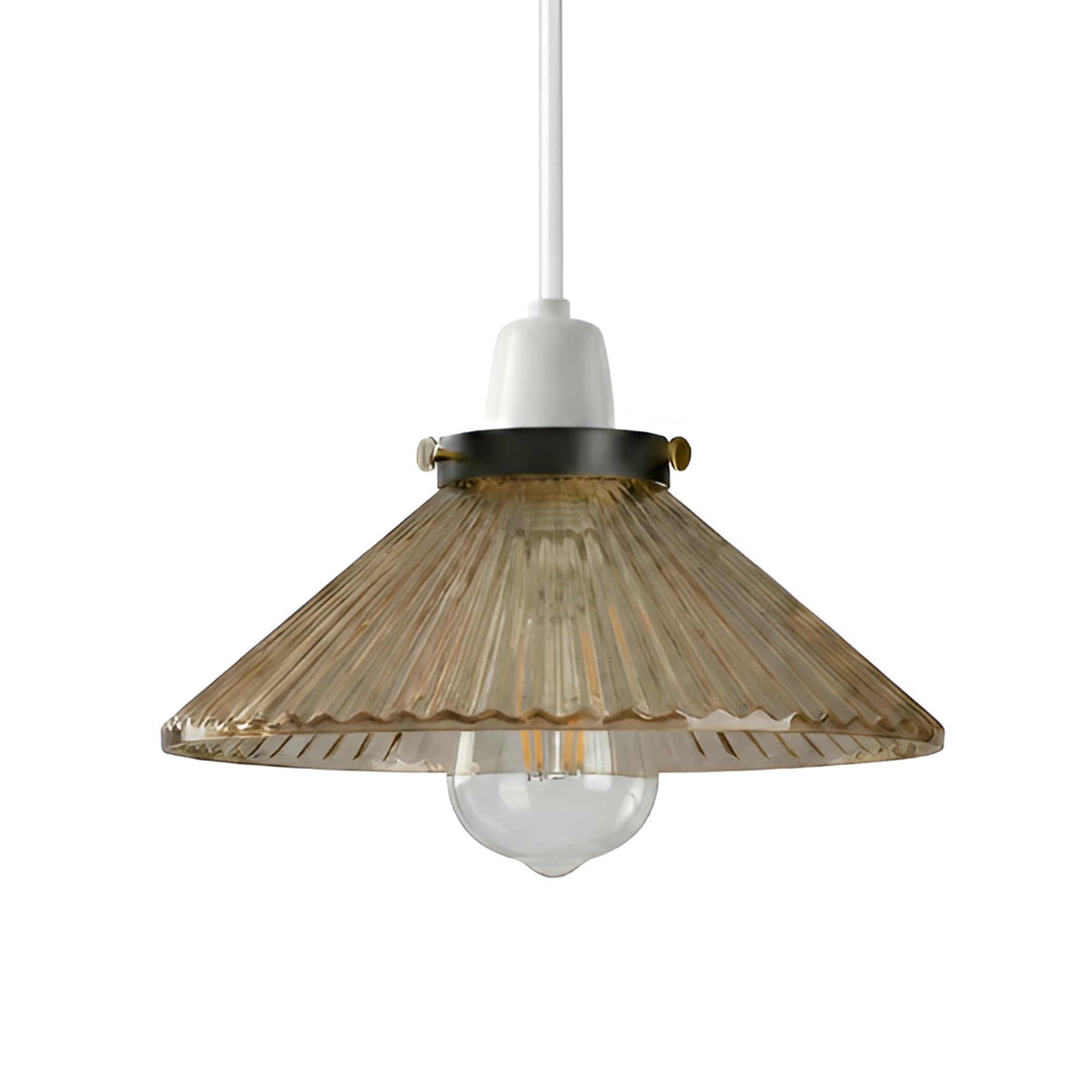 Amber Glass Lamp Shade – 25cm Cone Shape Ceiling Light Shade, Easy Fit Hanging Pendant Replacement Light for Living Room, Kitchen – Modern Vintage Style