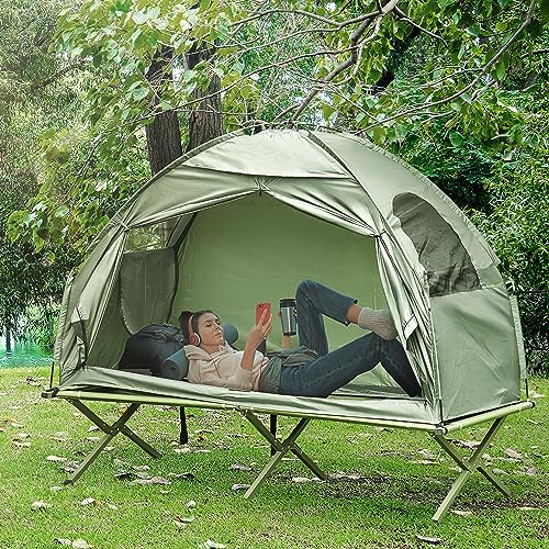 Carpa plegable para camping individual verde miniatura 1