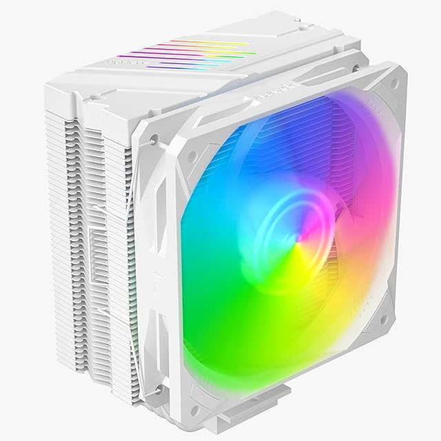 upHere White CPU Cooler with 5 Heat Pipes 120mm PWM Addressable RGB LED Fan,CPU Fan for Intel LGA 1700 115X 775/AMD Ryzen AM4 Universal Socket,S5C4