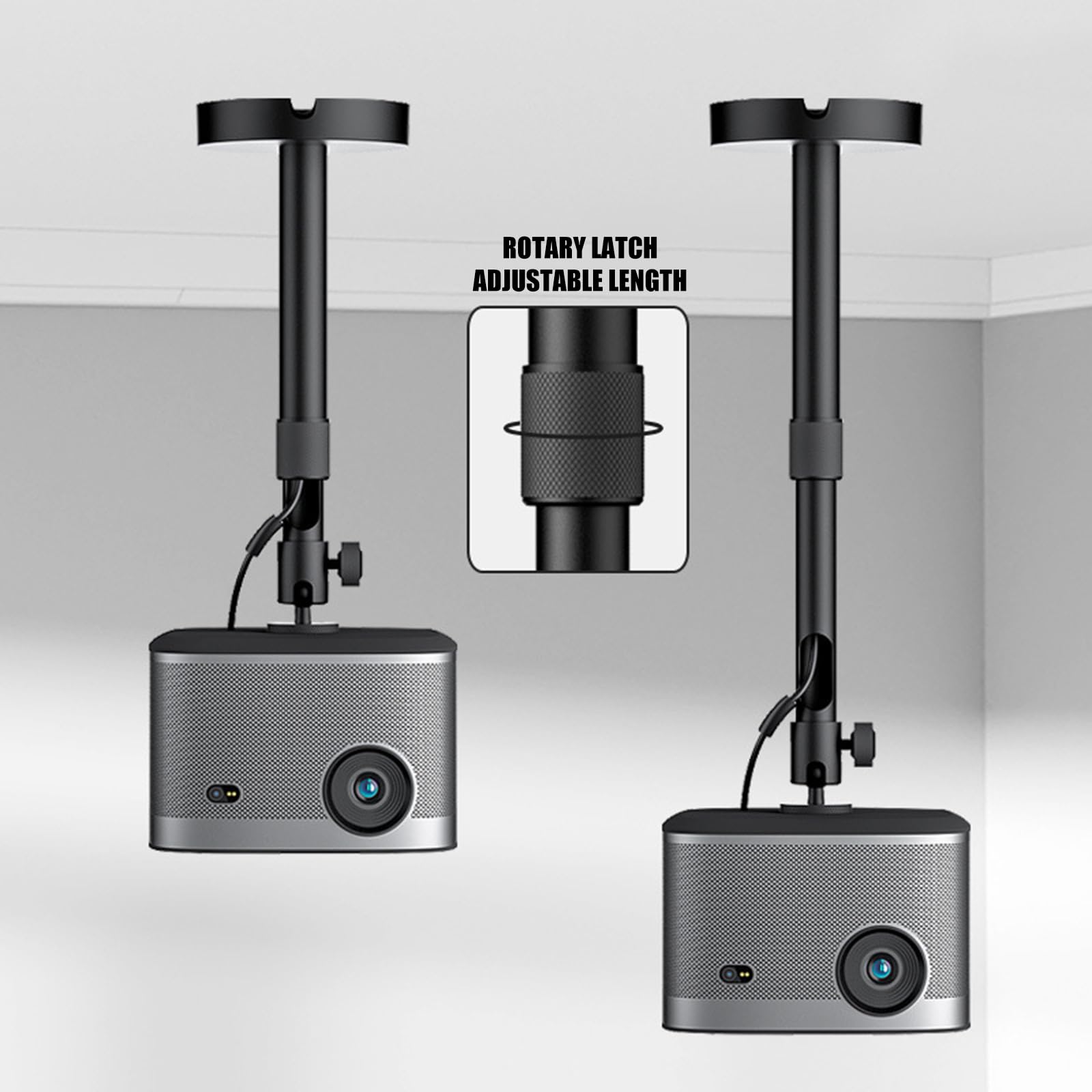 Supporto da soffitto in metallo resistente, testa a sfera e vite da 1/4", sospensione scorrevole per vari modelli