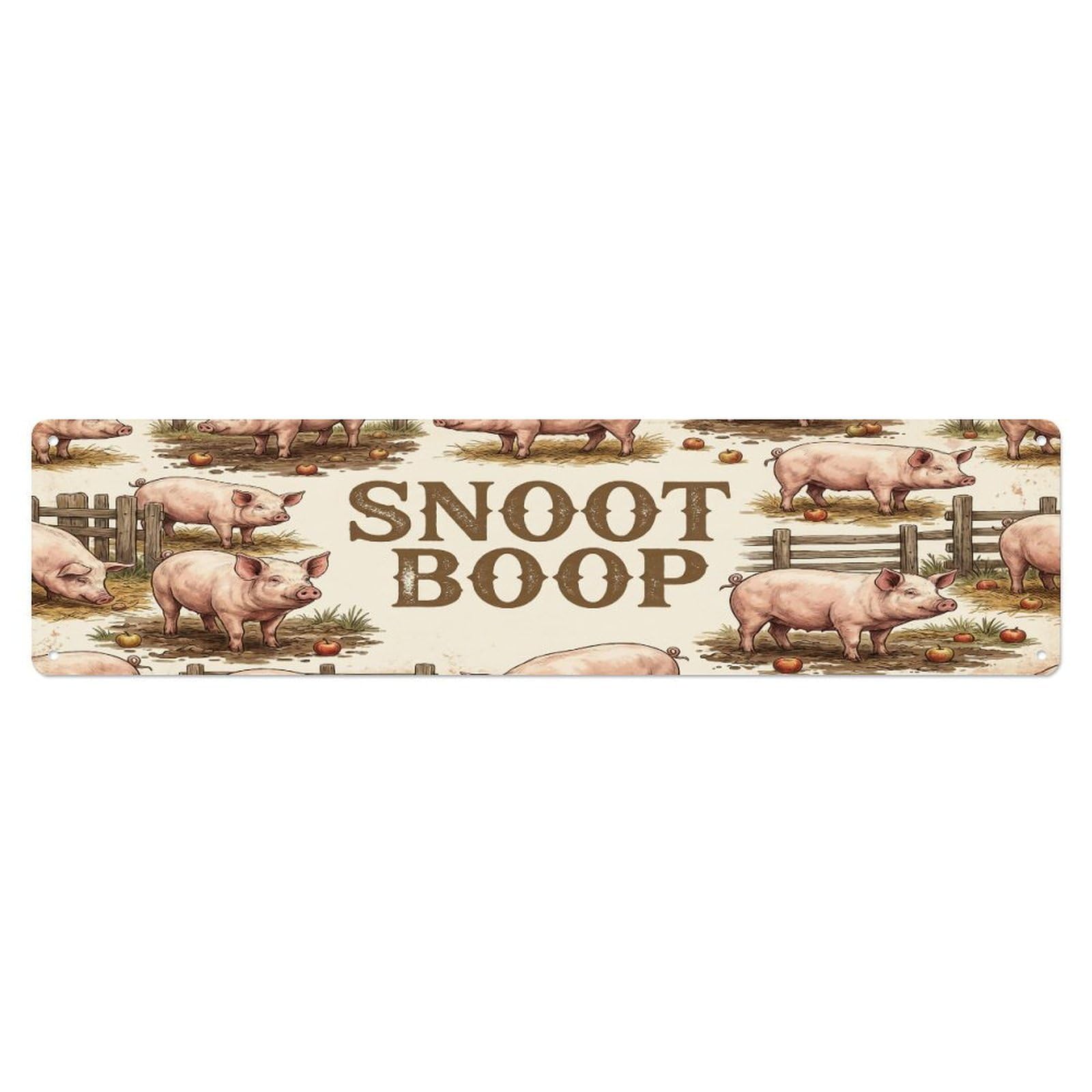 Vintage Yard Snout Pig Farmhouse Funny Pig Backyard Farm Metal Tin Sign Plaque Wall Decor for Cafe, Club, Garden Metal Poster 4x16Inch