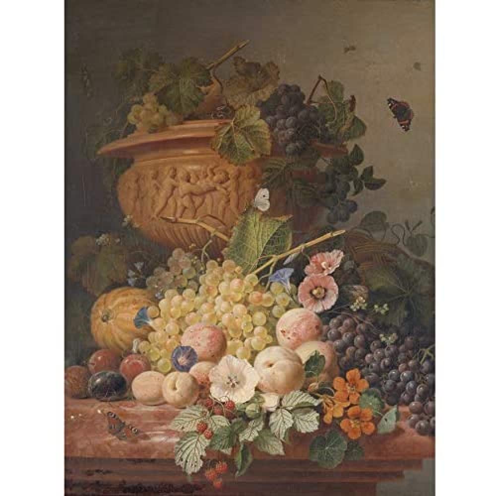 Artery8 Eelkema Still Life With Flowers And Fruit Painting Art Print Canvas Premium Wall Decor Poster Mural