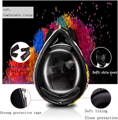 Miniatura 5 de Casco de Motocicleta Dirt Bike Todoterreno Motocross ATV para Hombres y Mujeres, Casco de Competición Profesional Certificado DOT (Naranja, Mediano)