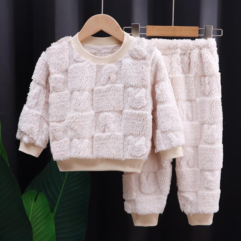 Toddler Fuzzy 𝐏ajamas Sets 2pc Warm Soft Long Sleeve Pullover Tops Pants Sl𝐞epwear Outfits Boys Girls Fall 𝐏𝐉 Clothes2