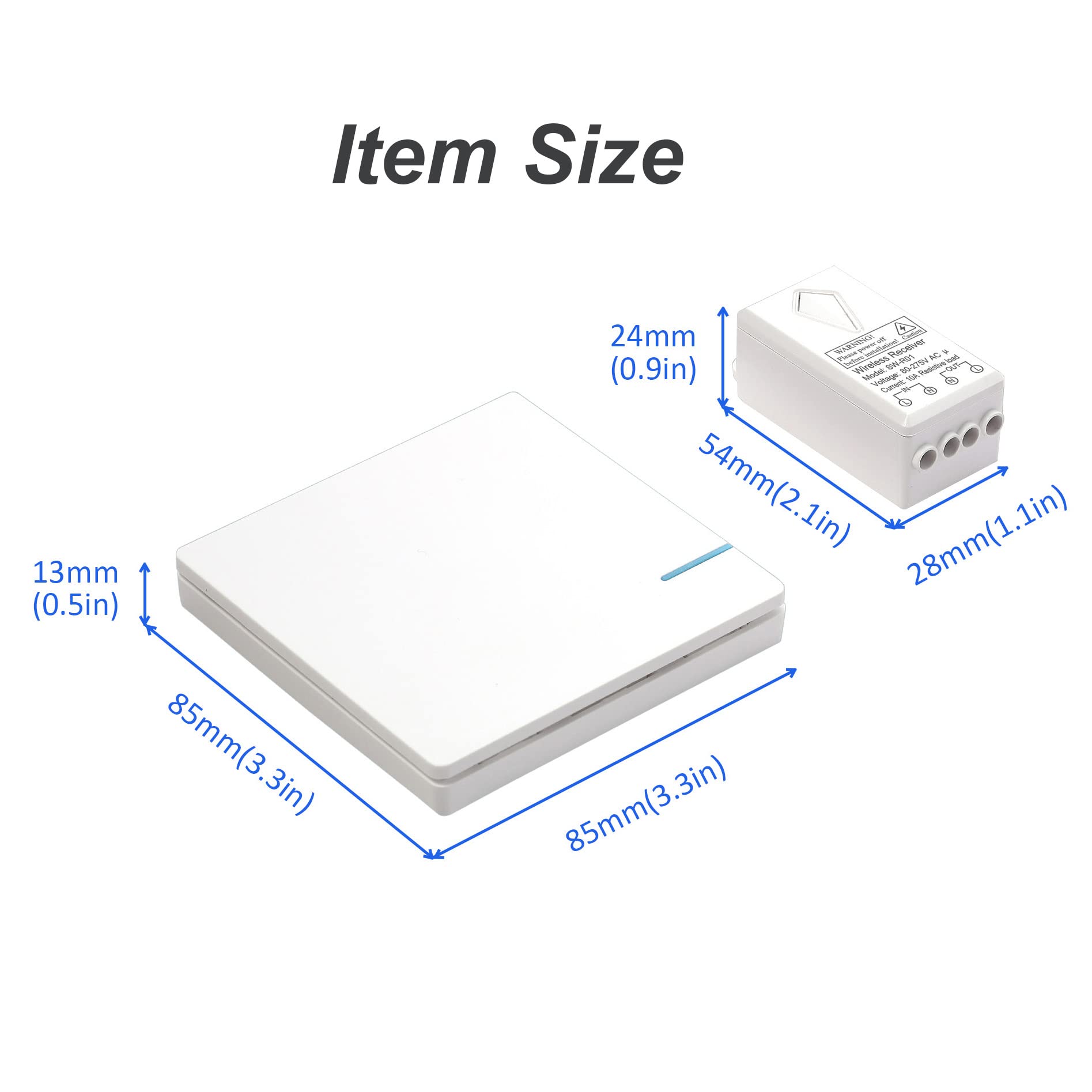 Kit D'Interrupteur Mural Sans Fil Avec Mini Récepteur, Programmable On Off Étanche Pour Maison, Appartement, Hôtel, Éclairage Intérieur Et Extérieur